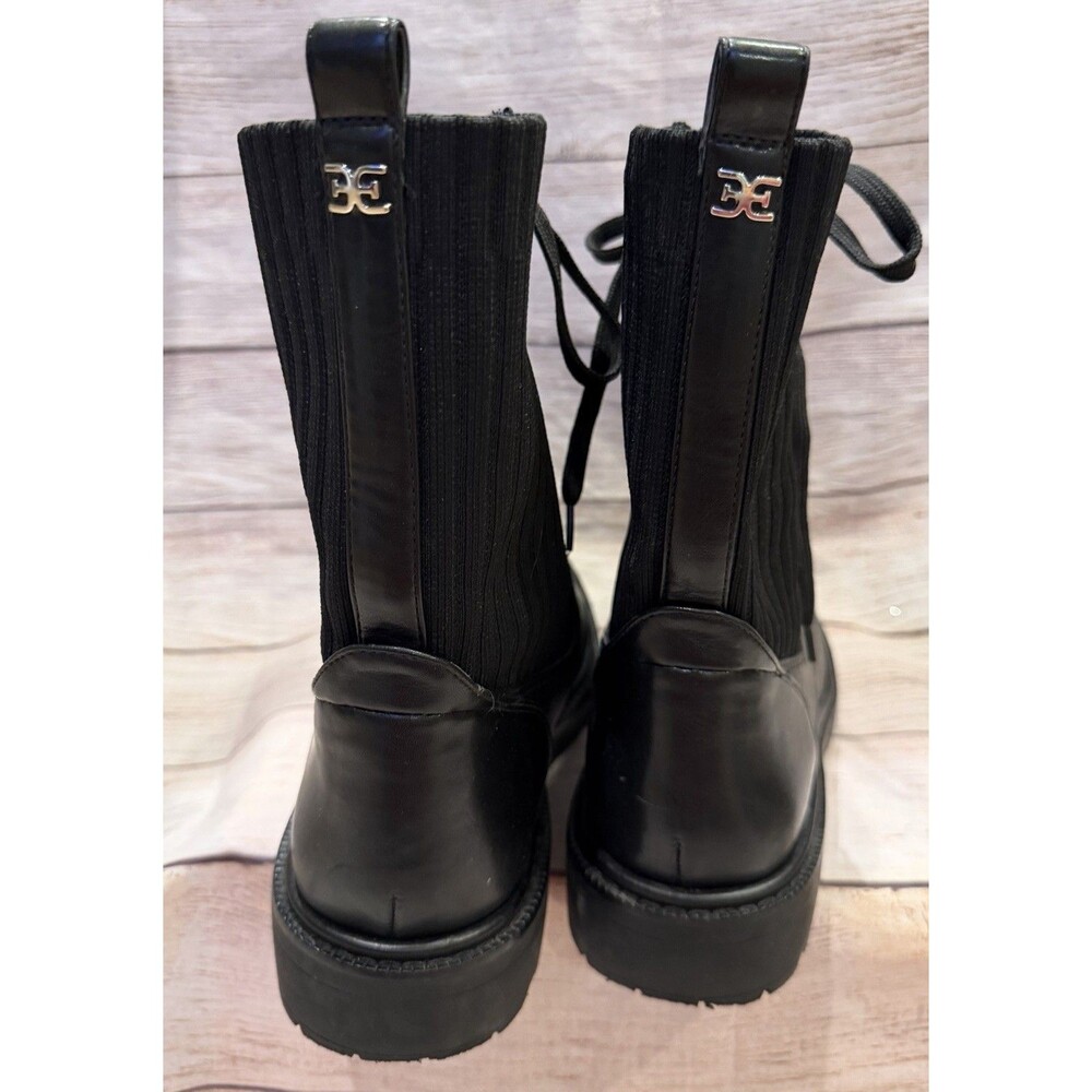 $249 Sam Edelman Lydell Combat Boot Black Leather/Knit Women’s Size 10 - Picture 6 of 10